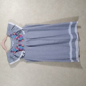 01541 See And Be Seen navy striped embroidered  dress S NEW